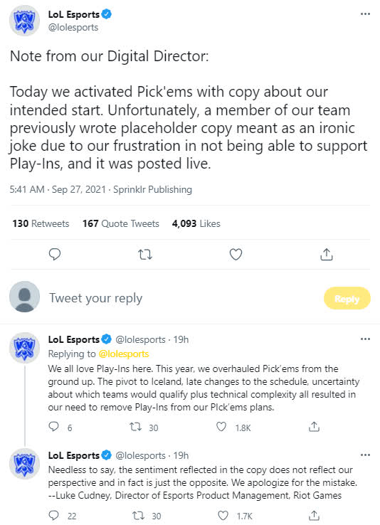Riot explains the accusations of disregarding the play-in stage and smaller teams