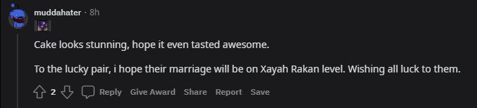 This cake is really beautiful, I hope its taste is also wonderful. Sending my best wishes to the newlyweds, may you stay together like Xayah and Rakan. Hope all good luck comes to you