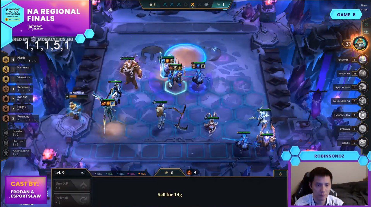 Player Robinsongz used Mystic units to ensure Kayle's safety when he noticed many magic carry players in this match
