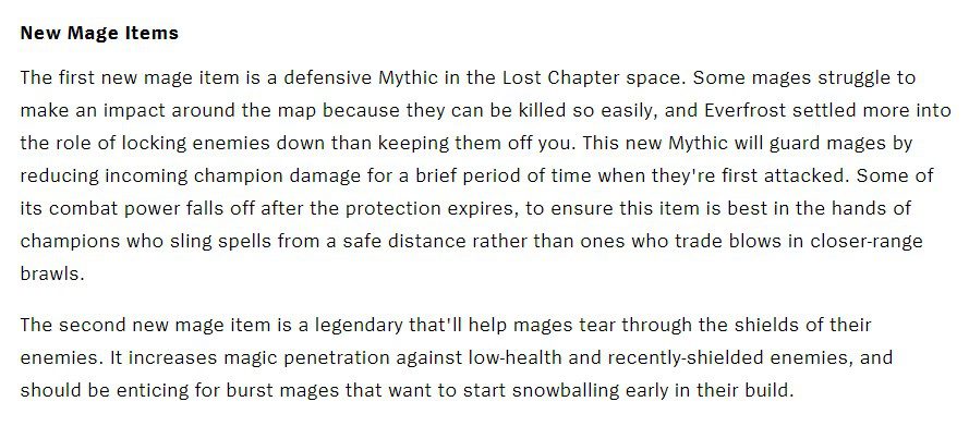 Mages will have better defensive items and counter shield effects in Pre-Season 2022