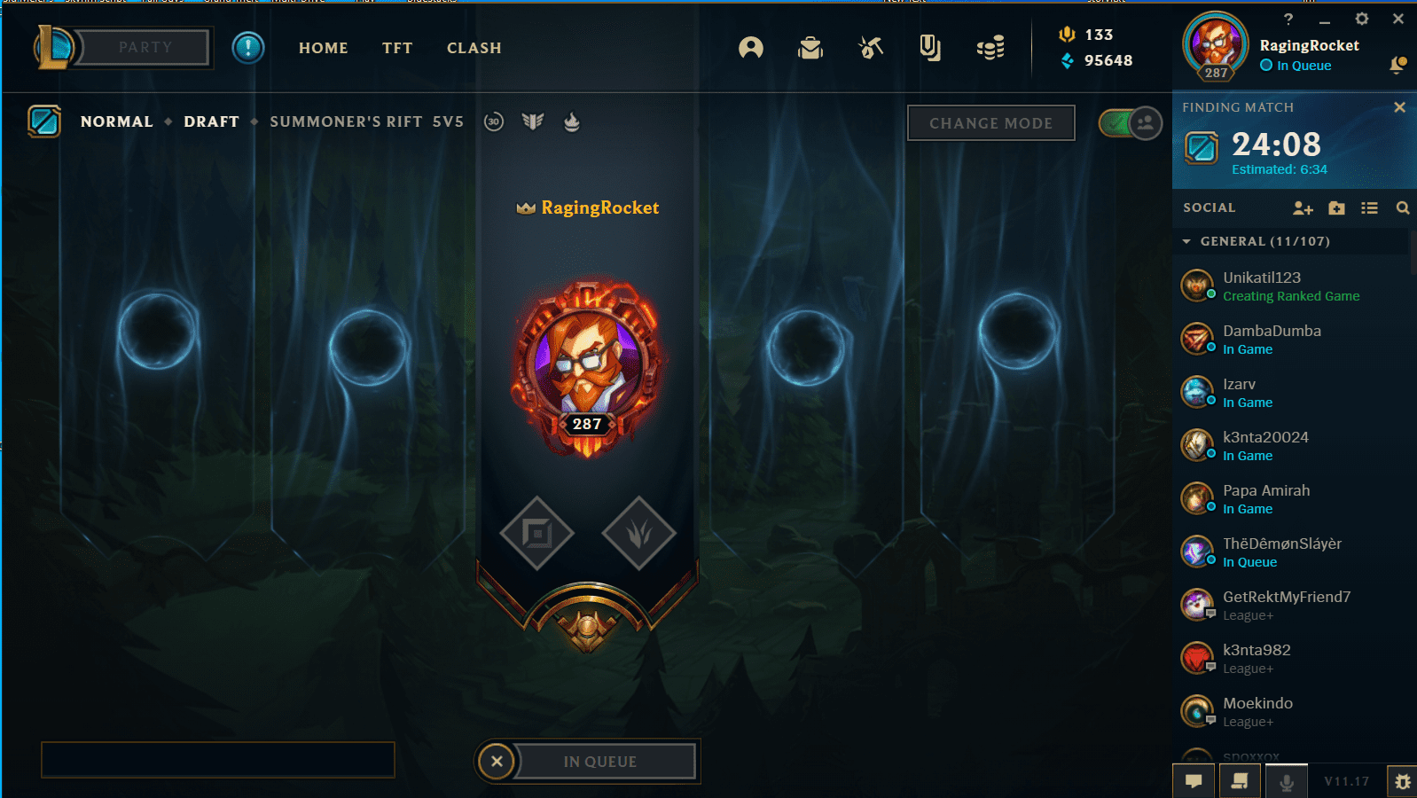 This player has a habit of queuing for normal draft games