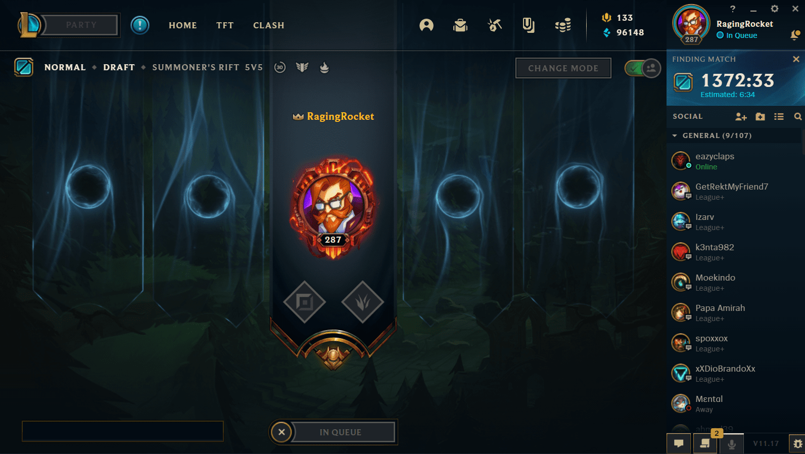 After nearly a day of waiting, RagingRocket still couldn't find a match