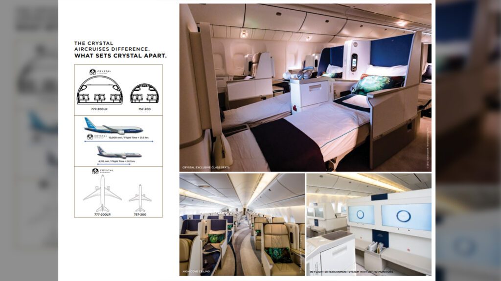 Close-up of the interior design of a Crystal Skye Boeing 777 – Truly a 