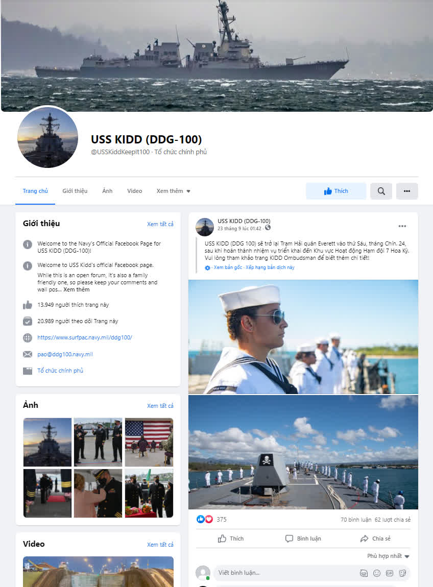 It seems the US Navy has regained the page but no new posts since 09/23