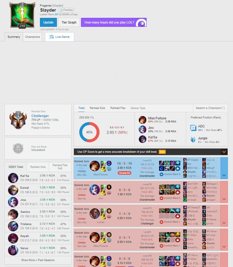 Slayder is still actively grinding in Korean ranks