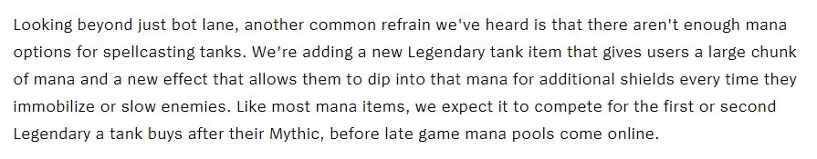 Riot introduced that the new Legendary tank item will provide a lot of energy, and champions can use this resource to create shields when immobilizing or slowing down opponents