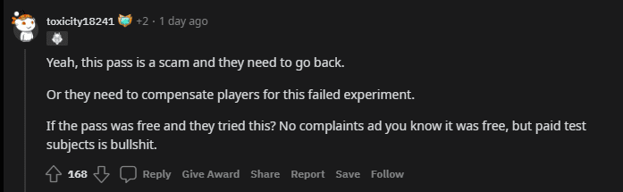 Players believe that if the Event Pass were free, there wouldn't be any issues. However, since it costs RP to purchase, this Event Pass feels extremely awful
