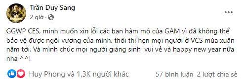 GAM players express their regrets but also congratulate CES