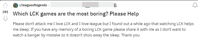 A netizen suggested the League of Legends community propose the most boring matches in LCK history