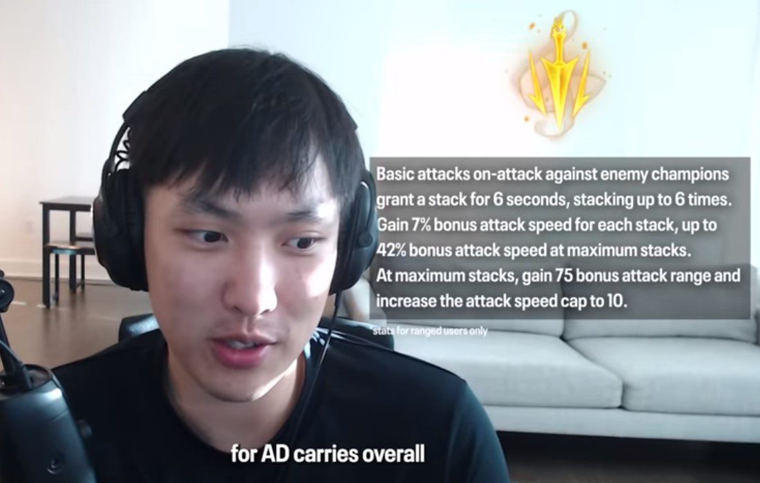 Doublelift confidently states that Death's Dance after its rework is the most dominant rune ever for the Marksman role
