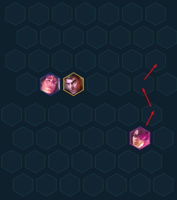 If you place Yone in this position, that piece can move into the backline without being Aggroed by Jayce