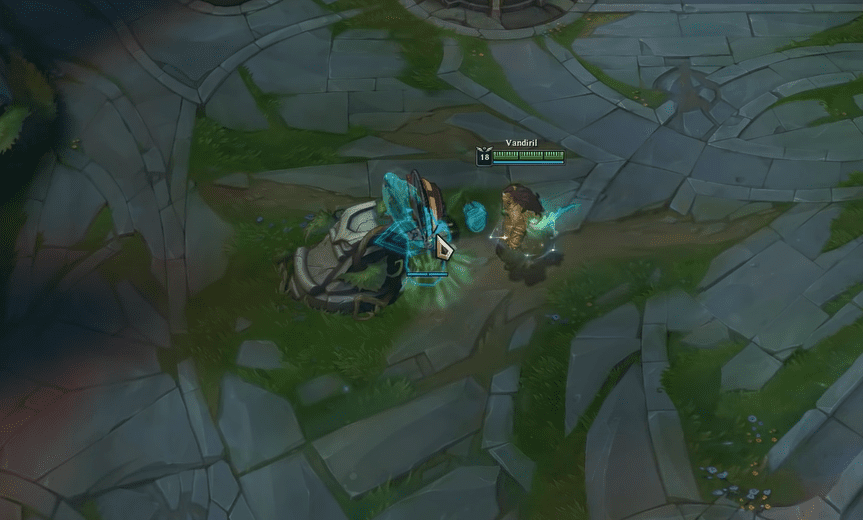 When Illaoi's tentacle spawns right at the Teleport Gate, you will not be able to click on it