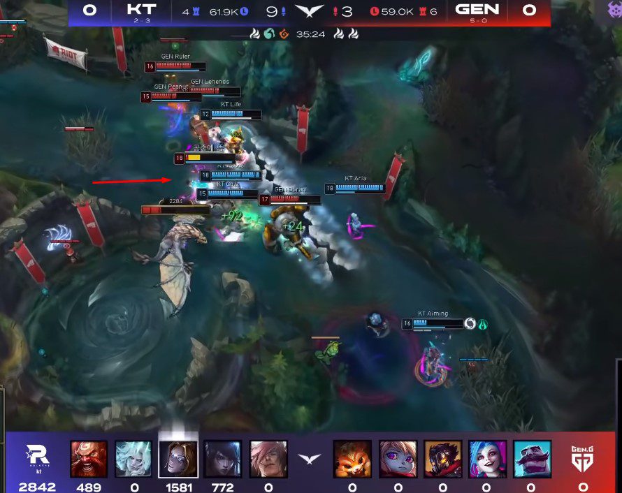 Chovy was taken down multiple times without activating the empowered attack from Blade of the Ruined King