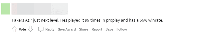 Faker's Azir is vastly superior. He has played it 99 times in his career with a 66% win rate