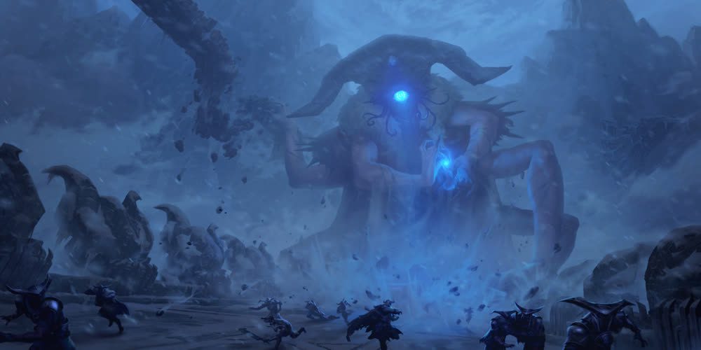 Watchers are ancient beings from the Void in the world of Runeterra