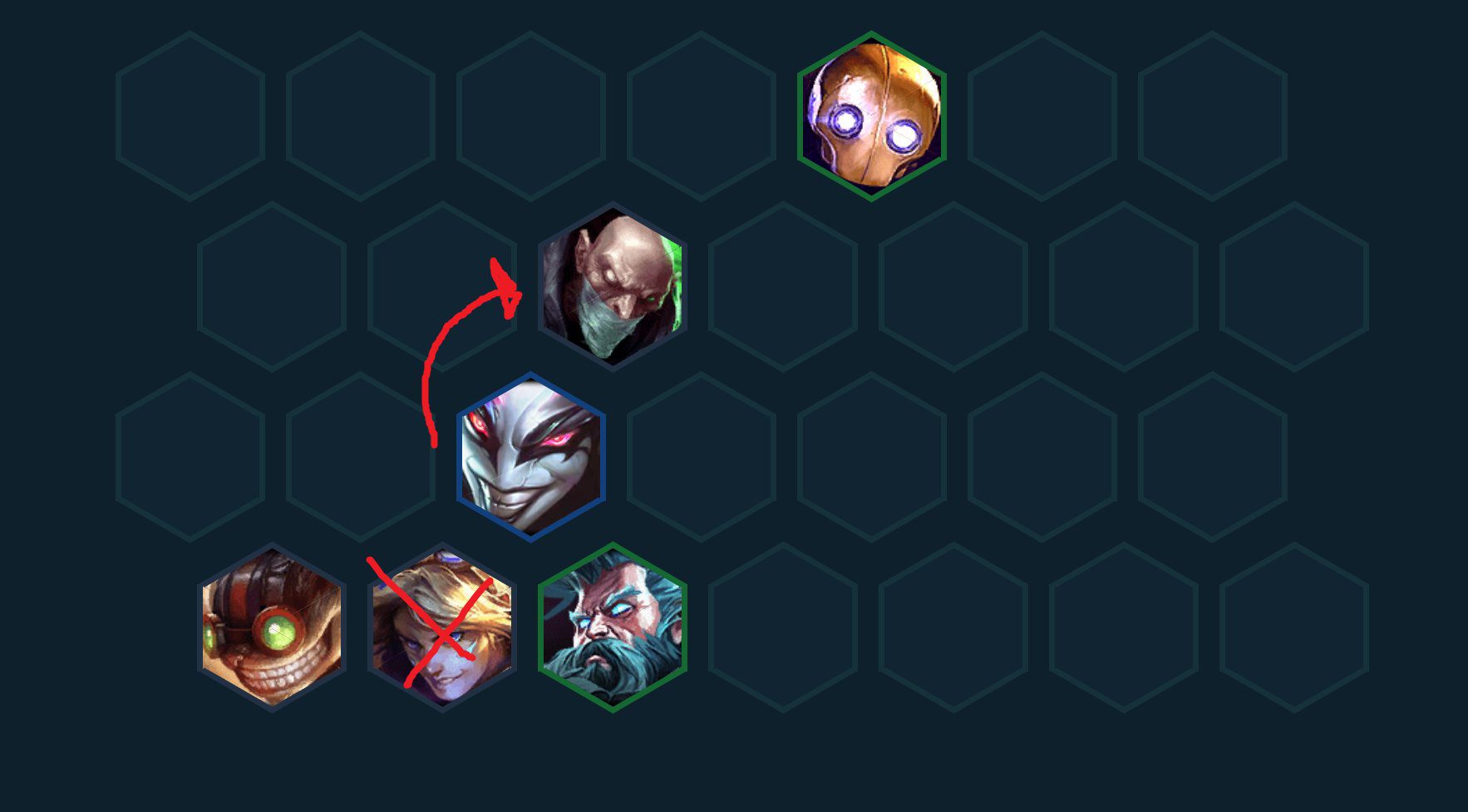 For example, when Shaco jumps to this position, instead of attacking Ezreal, it will turn to target Singed