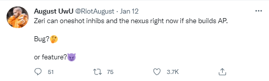 Zeri can one-shot the Nexus turret if built AP. Is that a bug? Or a mechanic?