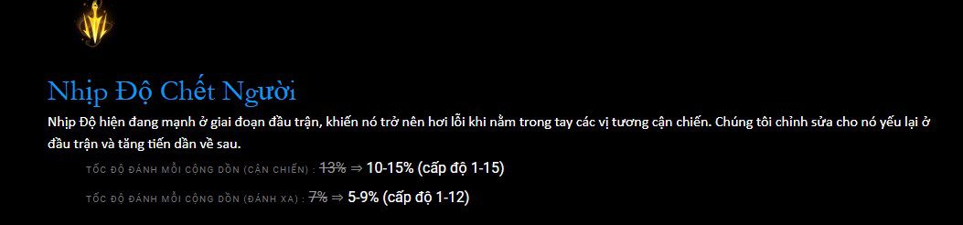 Deadly Tempo has been heavily nerfed in the early game