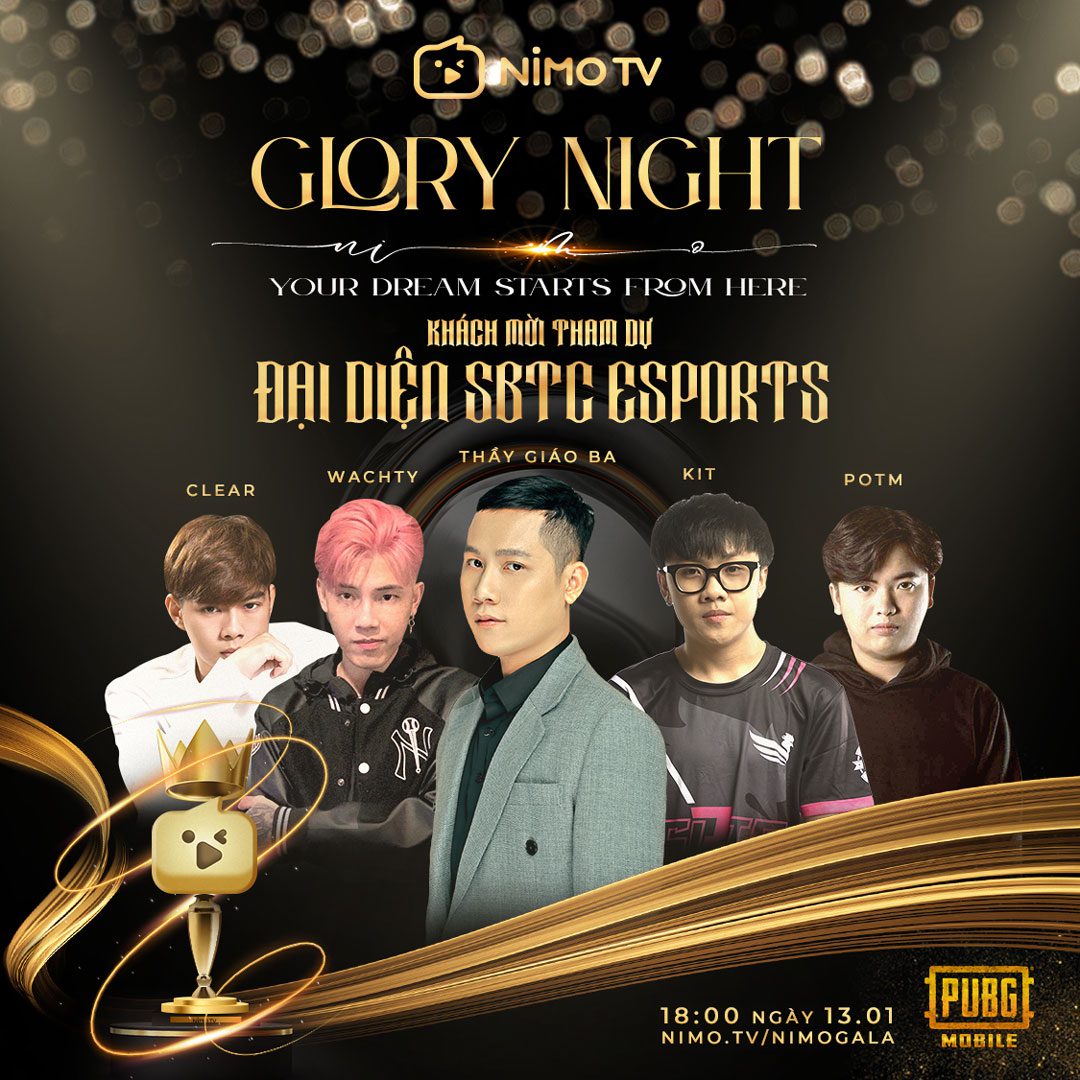 Teacher Ba and SBTC Esports will also be present at Nimo TV Glory Night