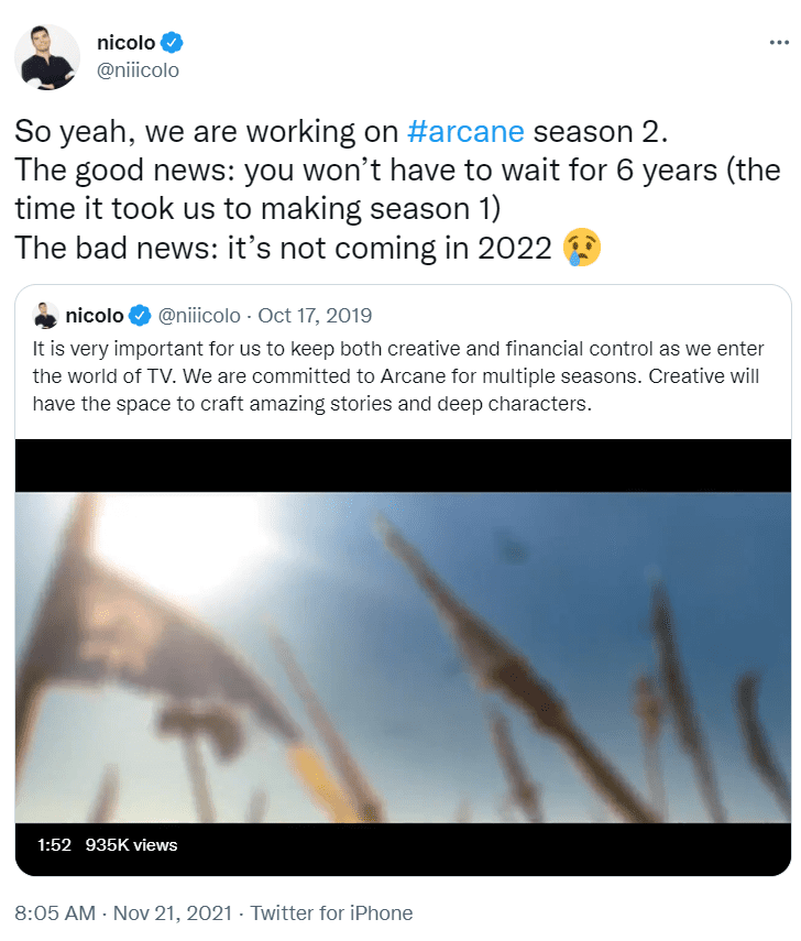 Riot CEO confirms the film will not be ready in 2022