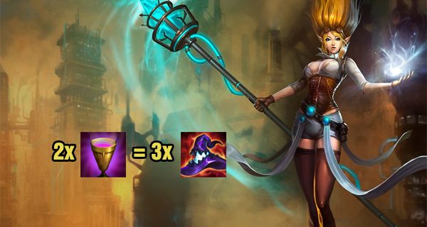The total skill damage from 2 Power Chalices equals that of 3 Rabadon's Deathcaps