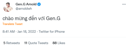 Gen.G Chairman - Arnold Hur posts a 100% Vietnamese welcome message on the official Twitter channel