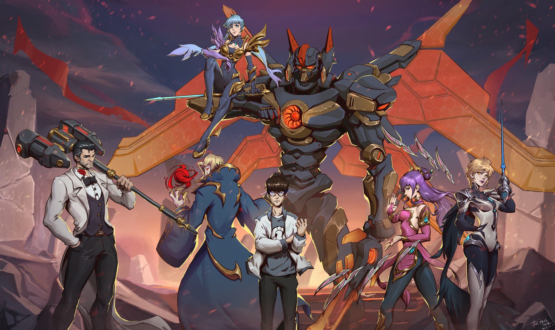 A famous fanart of TheShy, but also showcases the diversity of this player's champion pool