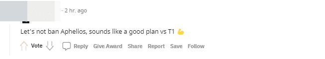 Not banning Aphelios sounds like a good plan to fight T1