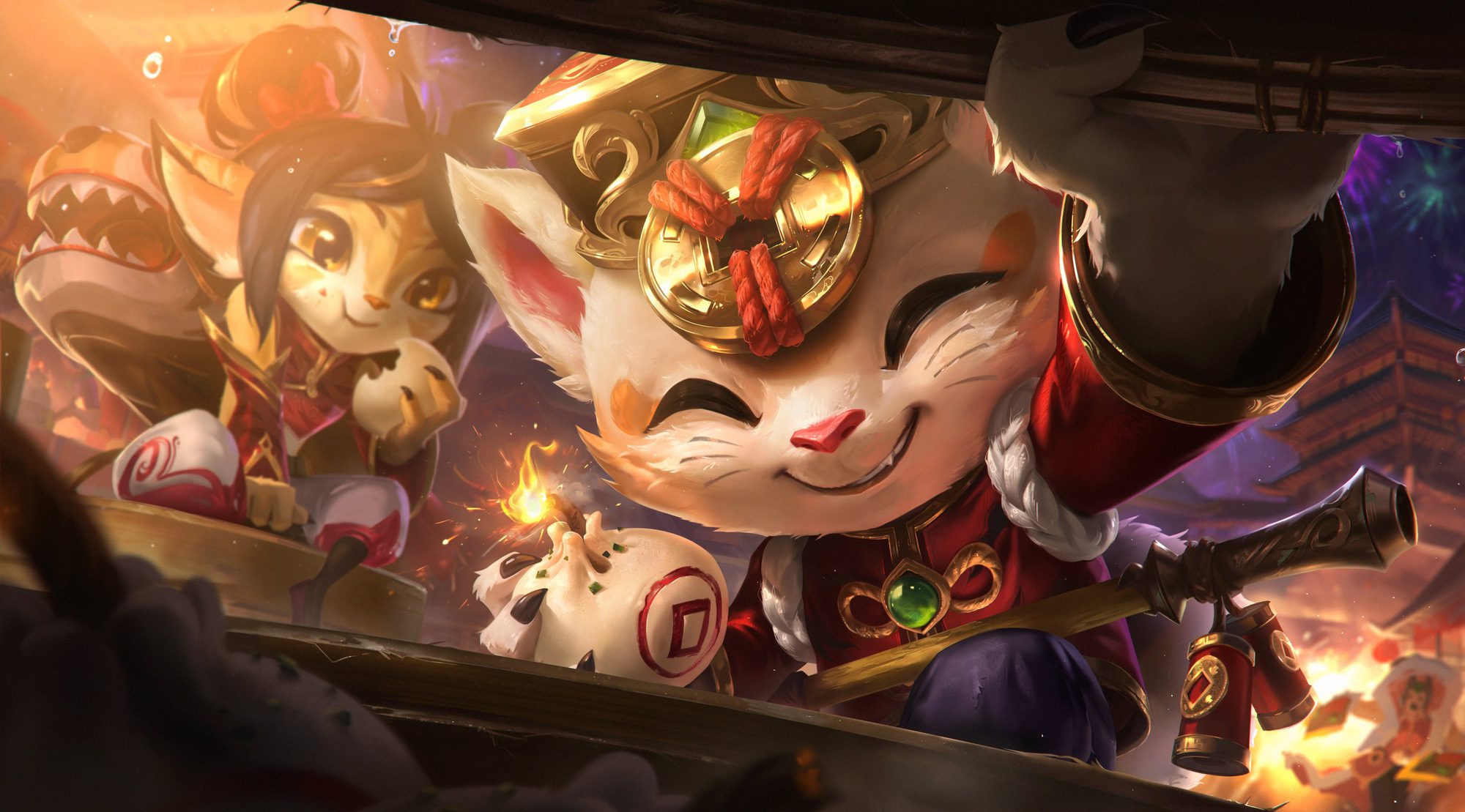 The Fireworks skins evoke the images of the Lunar New Year and the champions who own this skin line include Diana, Xin Zhao, Sett, Tristana, and Teemo