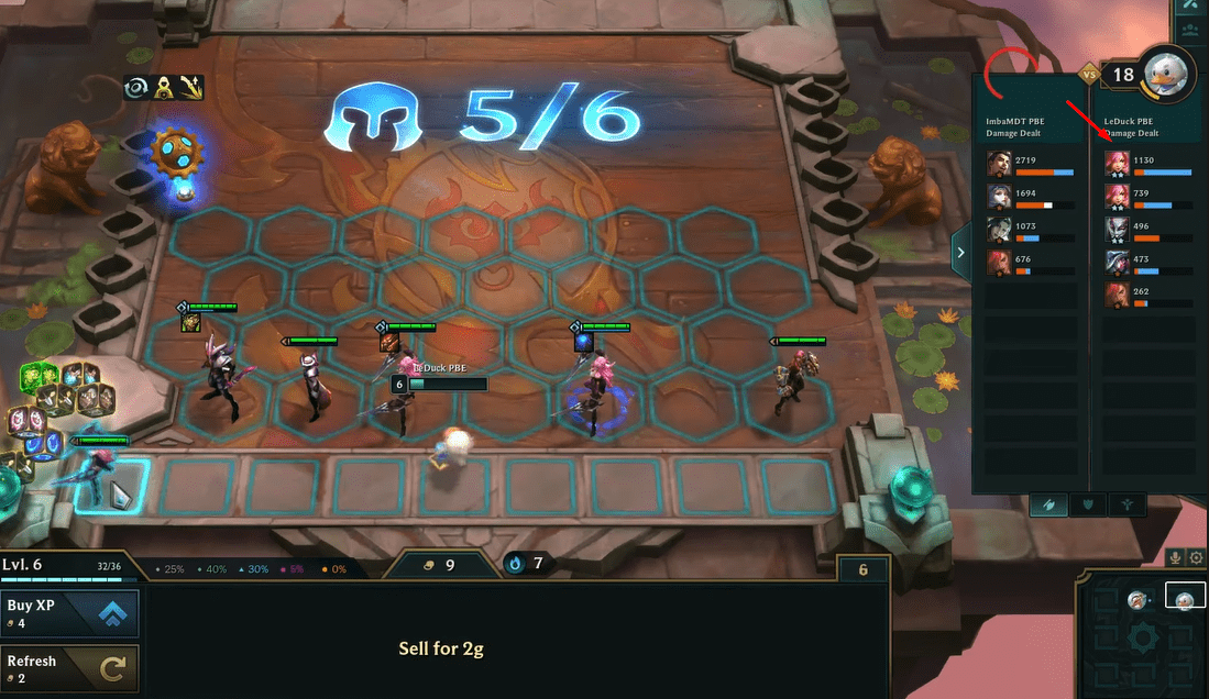 As we can see, Katarina was the unit that dealt the most damage in the previous round