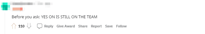 Before anyone asks: Yes, ON is still on the team
