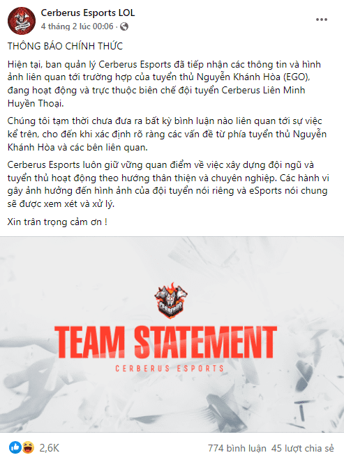 CES has announced they will thoroughly handle the situation with EGO