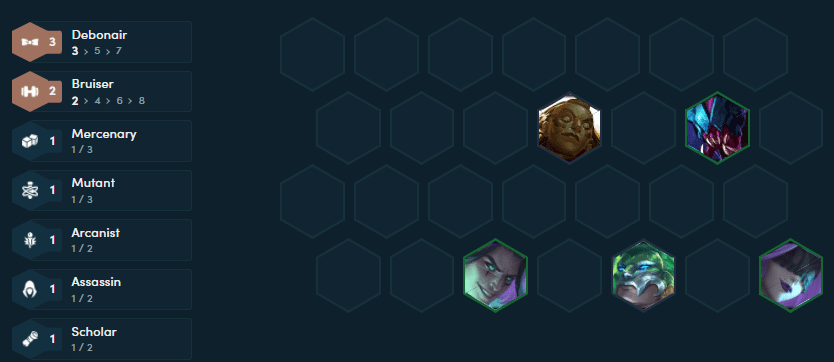 The early game composition with a Brawler combination to increase durability for Elegant