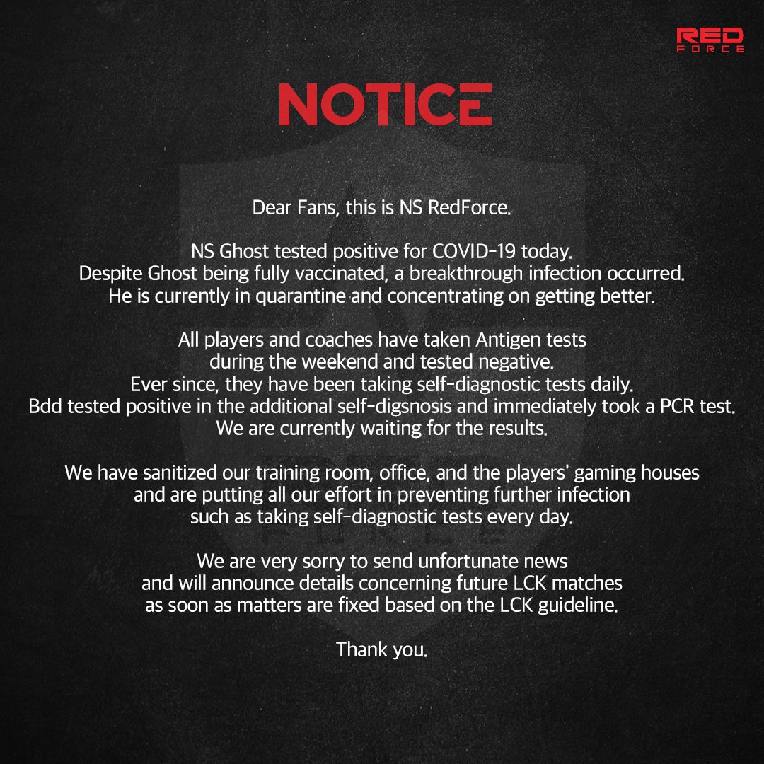 NS announced: Ghost and Bdd are also infected with Covid-19
