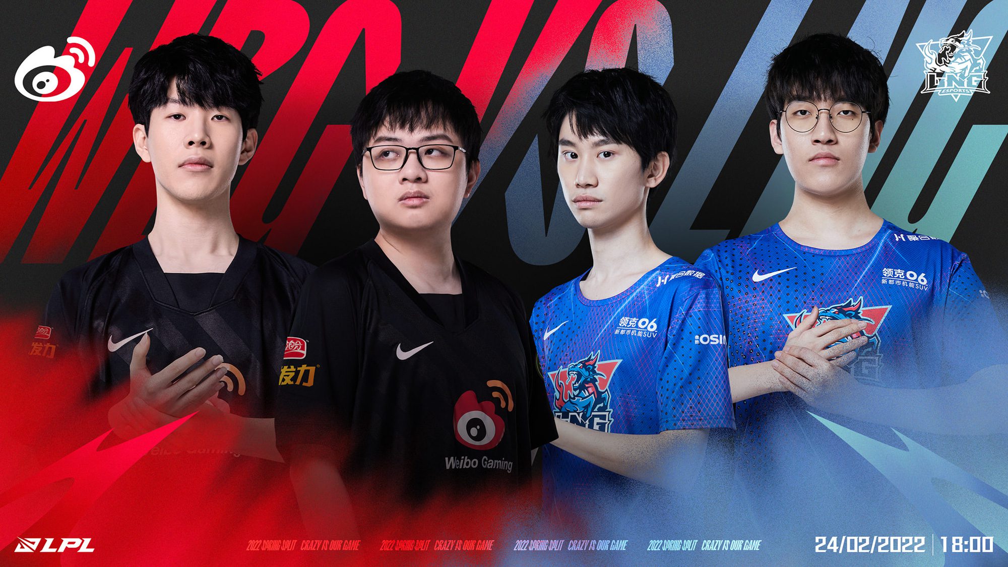 The highlight match determining the top of the LPL Spring 2022 standings between WBG and LNG