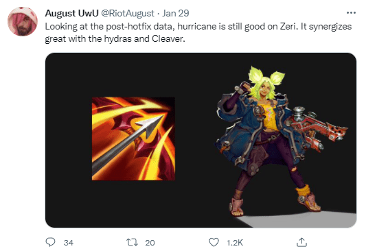 But even Zeri's 'father' admits the nerf was applied but this combo is still too strong, not to mention if combined with the Black Cleaver and the Serpent's Fang