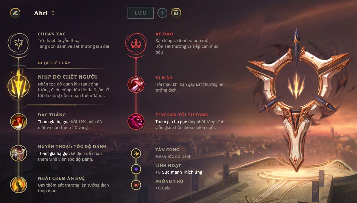 The most suitable rune setup for Ahri ADC
