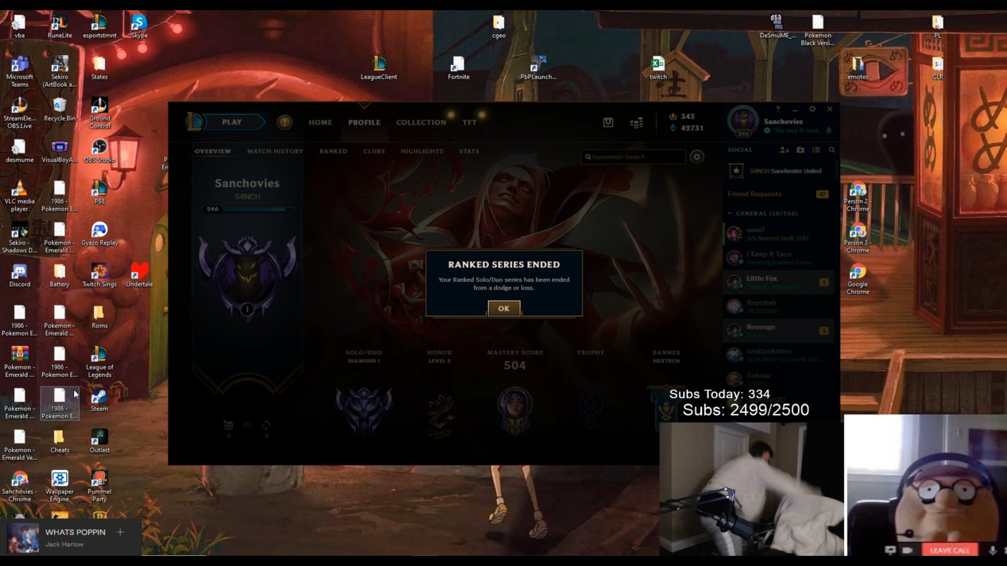 Numerous times the League of Legends client error caused streamers to lose frustratingly live on air