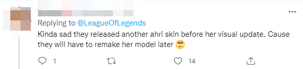 It's sad that they released another skin for Ahri. This means they will postpone her model remake