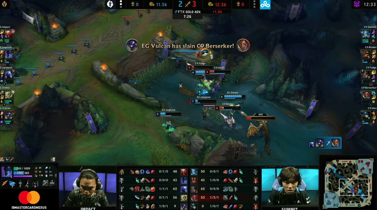 As soon as the big fight broke out, C9's lineup completely failed against EG