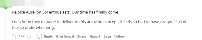 The community is quite excited about the prospect of Aurelion Sol being reworked