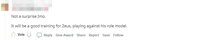 Not too surprising. Zeus will face a real challenge when competing against his idol