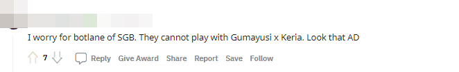 I'm worried for SGB's bot lane. They can't keep up with Guma - Keria. Just look at that AD