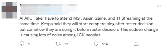 According to some sources from LCK, KeSPA has also contributed to the intensification of Faker's schedule