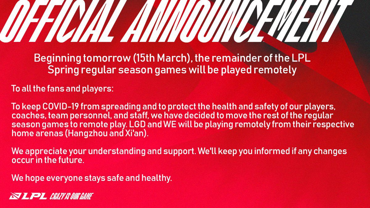While LPL quickly switched to online format at the first signs of the pandemic returning