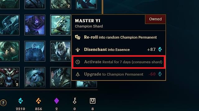 7-Day Skin Rental - One of the features that will be removed by Riot soon