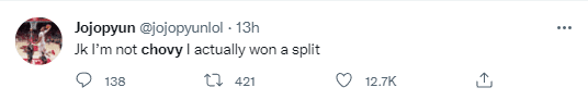Jojopyun very confident when compared to Chovy