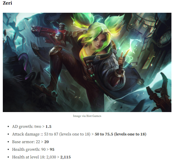 Initial information on patch 12.7 where Zeri was heavily nerfed