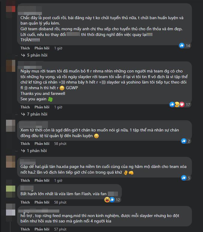 TF fans are utterly disappointed and believe the team will soon disband