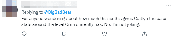 For those who haven't noticed how significant this change is: Caitlyn now has base stats no different from the current Ornn. No joke.